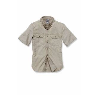 Carhartt Fort Solid Short Sleeve Shirt - dark tan chambray - S
