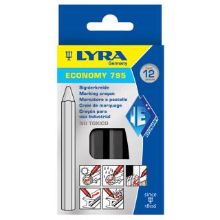 Lyra Economy 795 Signierkreide 110 mm x 11 mm - schwarz 12 Stck