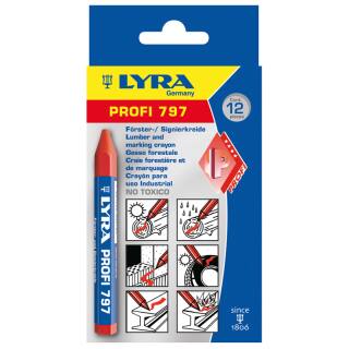 Lyra Lumber & marking chalk 120 mm x 12 mm - red 12 pcs