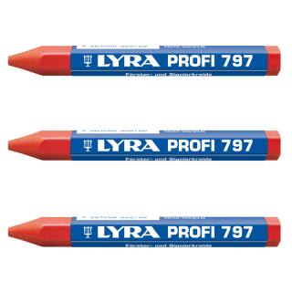 Lyra Profi 797 Förster- und Signierkreide 120 mm x 12 mm - rot 3 Stck