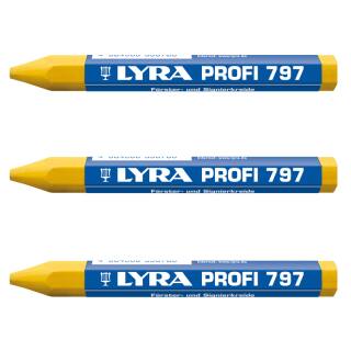 Lyra Profi 797 Förster- und Signierkreide 120 mm x 12 mm - gelb 3 Stck
