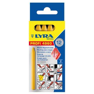 Lyra Profi 4960 Wax marking chalk 100 mm x 8,5 mm - yellow 12 pcs