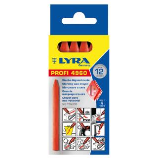 Lyra Profi 6897 Wax marking chalk 100 mm x 8,5 mm - red 12 pcs