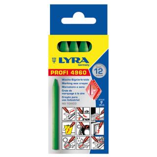 Lyra Profi 4960 Wachs-Signierkreide 100 mm x 8,5 mm - grün 12 Stck