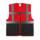 Roadie Warnweste mit Taschen und Reißverschluss - rot-schwarz - L