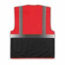Roadie Warnweste mit Taschen und Reißverschluss - rot-schwarz - XL