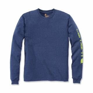 Carhartt Logo Long Sleeve T-Shirt - dark cobalt blue heather - S