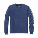 Carhartt Logo Long Sleeve T-Shirt - dark cobalt blue heather - S