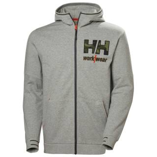 Helly Hansen Workwear Kensington Zip Hooded Jacket for Men Heavy Duty High Mobility Cotton Blend Zip-Up Hooded Sweatshirt 