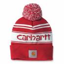 Carhartt Knit Cuffed Logo Beanie - red winter white marl